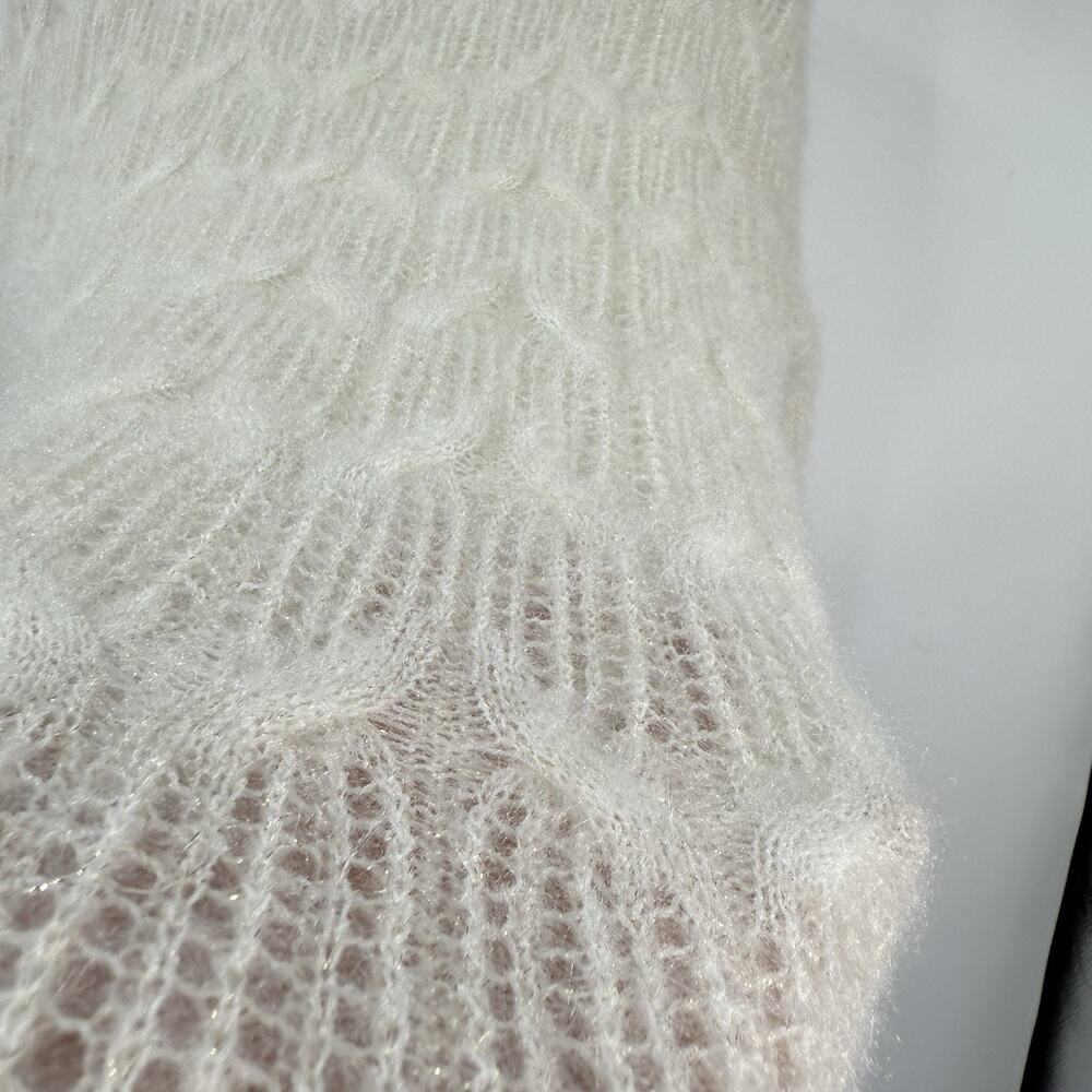 Soft Surroundings Large Sparkle Cable Knit Ivory Sweater Cozy Crewneck - Picture 5 of 11